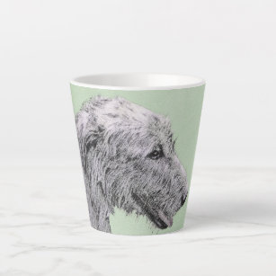 Caneca De Café Latte Pintura em Wolfhound Irlandês - Arte em Cachorro O