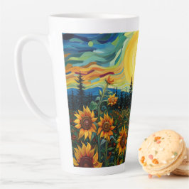 Caneca De Café Latte Pintura Girassóis de Van Gogh