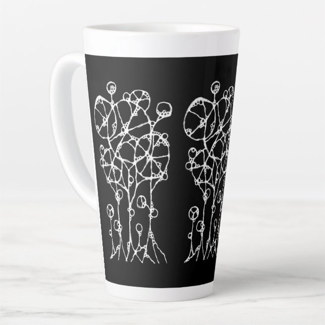 Caneca De Café Latte Pintura Mão - Abstrato Tree Group 2 (Ângulo esquerdo)