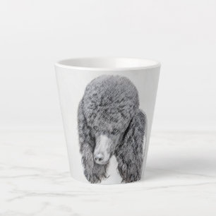 Caneca De Café Latte Pintura Negra De Poodle Padrão - Arte Cão