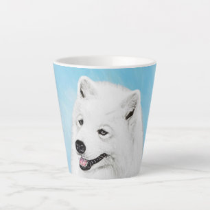 Caneca De Café Latte Pintura Samoyed - Arte Cachorosa Original