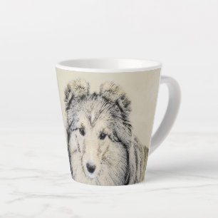 Caneca De Café Latte Pintura Shetland Sheepdog - Arte Cachorreira Origi
