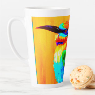 Caneca De Café Latte Pintura vibrante e alegre do Pássaro Arco-Íris. Co