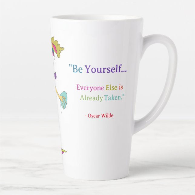 Caneca De Café Latte 'Piper' - "Be Yourself" (Oscar Wilde) Latte Mug (Direita)