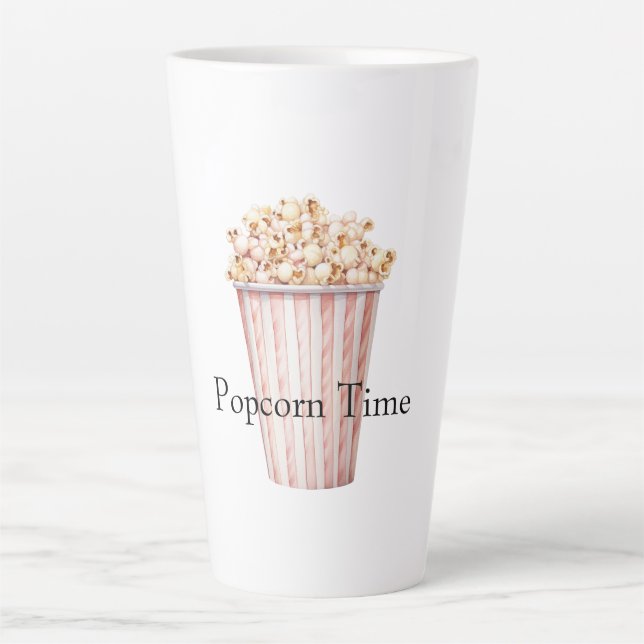 Caneca De Café Latte Pipoca Blush Movie Time (Frente)