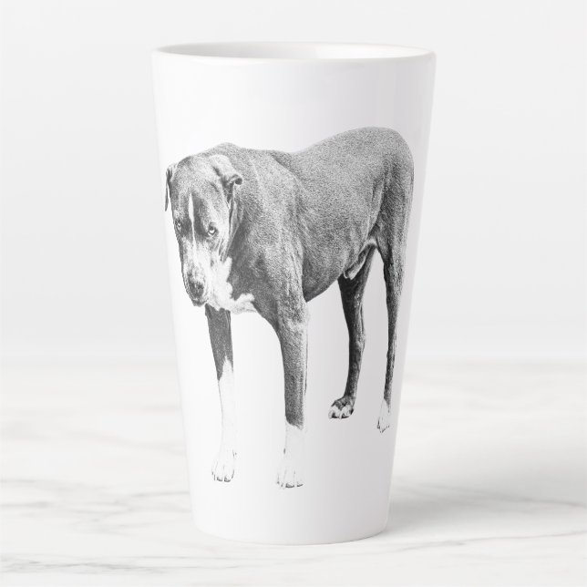 Caneca De Café Latte Pit Bull Winter Morning Mug (Frente)
