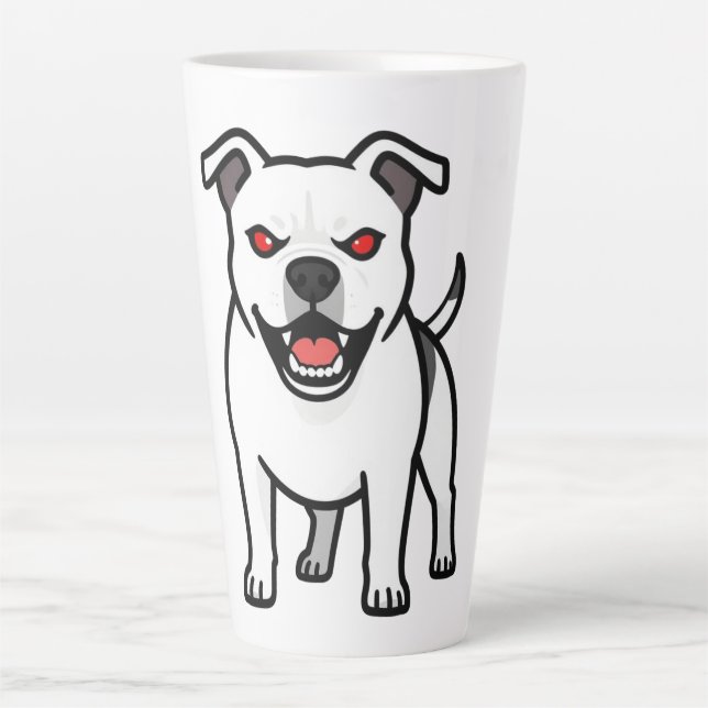 Caneca De Café Latte Pitbull Branco Olhos Vermelhos Raivoso Presente de (Frente)