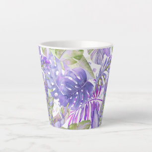 Caneca De Café Latte PixDezines Folhagem Roxa Verde da Selva Havaiana