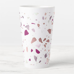 Caneca De Café Latte PixDezines Terrazzo Rosa Dourado Borgonha