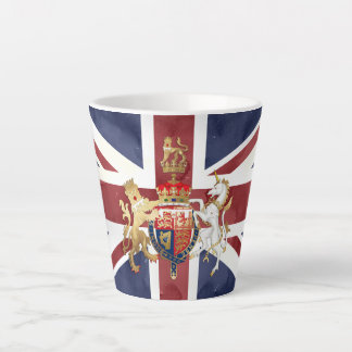 Caneca De Café Latte PIXDEZINES WATERCOLOR UNION JACK and INSIGNIA