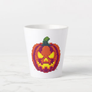Caneca De Café Latte Pixel Halloween Pumpkin