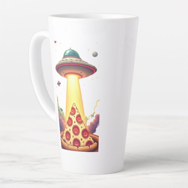 Caneca De Café Latte Pizza OFO Abdução (Ângulo esquerdo)