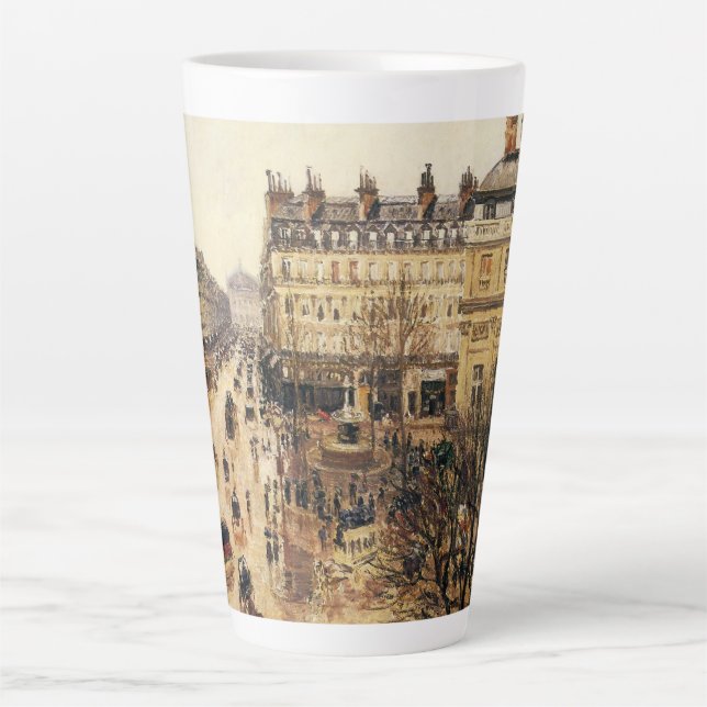 Caneca De Café Latte Place du Theater Francais, Chuva de Paris por Piss (Frente)