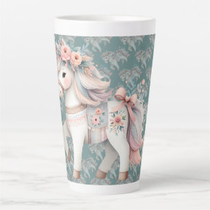Caneca De Café Latte Planejador de Ilustração de Cavalo Fantasia Pastel