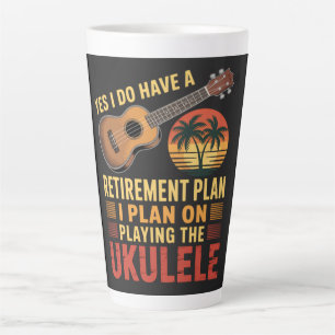 Caneca De Café Latte Plano de Aposentadoria Ukulele Engraçado
