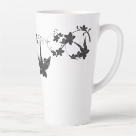 Caneca De Café Latte planta decorativa de flor-padrão