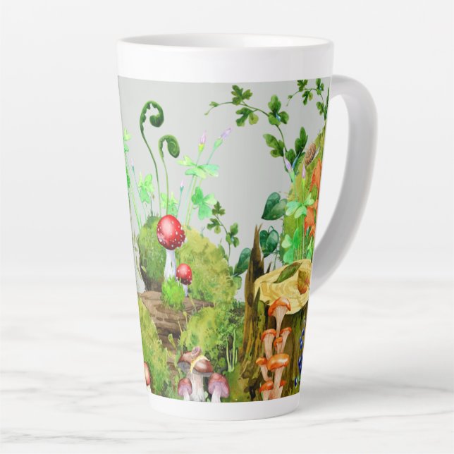Caneca De Café Latte Plantações de Cogumelos Florestais de Mug Lateral (Ângulo direito)