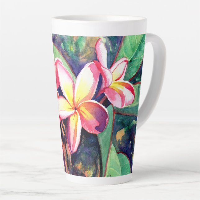 Caneca De Café Latte Plumeria Doce (Ângulo direito)