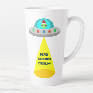 Caneca De Café Latte Pneus voadores de Alienígena Ho Ho de Natal Person