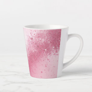 Caneca De Café Latte Pó de Brilho Abstrato Feminino Rosa Menina