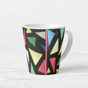 Caneca De Café Latte Pó De Padrão De Vidro Acionado. Caneca Latte Rosa-