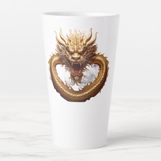 Caneca De Café Latte Poder do Dragão Chinês (Frente)