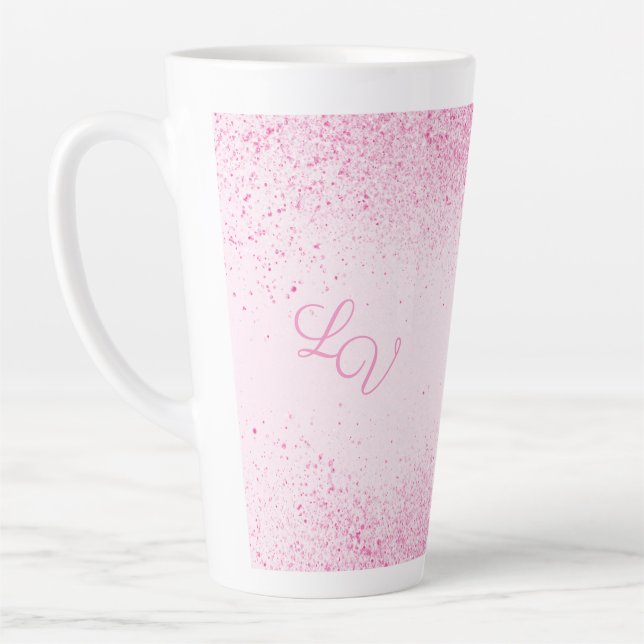 Caneca De Café Latte Poeira brilhante cor-de-rosa (Esquerda)