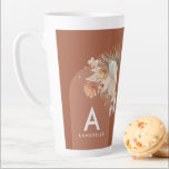 Caneca De Café Latte Poeira de pampas botânica de terracotta moderna<br><div class="desc">Erva-pampas de palma botânica moderna,  rusticada,  personalizada</div>
