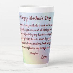 Caneca De Café Latte Poema do Dia das Mães Feliz personalizado