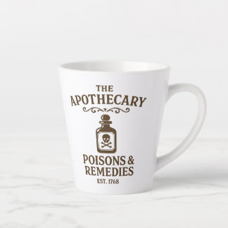 Caneca De Café Latte Poisons & Remedies Latte Mug – Apothecary-Style
