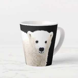 Caneca De Café Latte Polar Bear Cub Painting - Arte Original