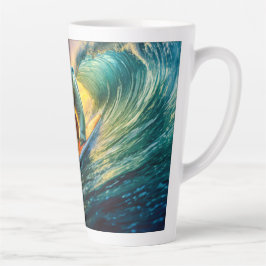 Caneca De Café Latte Polar Bears Surfing 02 Design Por Rich AmeN Gill