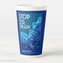 Caneca De Café Latte Poluição no mar de ponta