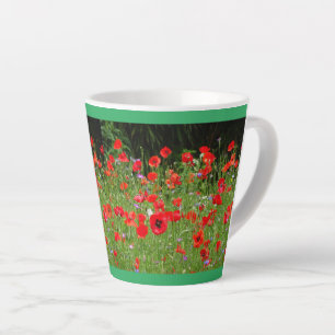 Caneca De Café Latte Pólvora Vermelha. Caneta Verde Latente
