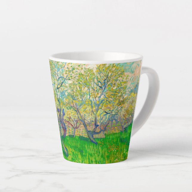 Caneca De Café Latte Pomar Vincent van Gogh em Blossom (Ângulo direito)