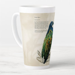 Caneca De Café Latte Pombo Nicobar Ameaçado de Aquarela Elegante