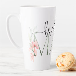 Caneca De Café Latte Ponta Floral de Bridesmaid Latte Mug