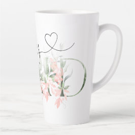 Caneca De Café Latte Ponta Floral de Bridesmaid Latte Mug