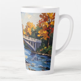 Caneca De Café Latte Ponte Branca de Indianapolis Sobre o Rio Branco