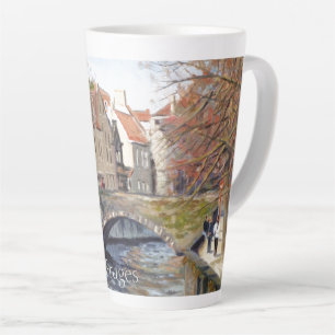 Caneca De Café Latte Ponte Velha Encantadora sobre Canal em Bruges Cên