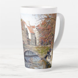 Caneca De Café Latte Ponte Velha Encantadora sobre Canal em Bruges Cêni