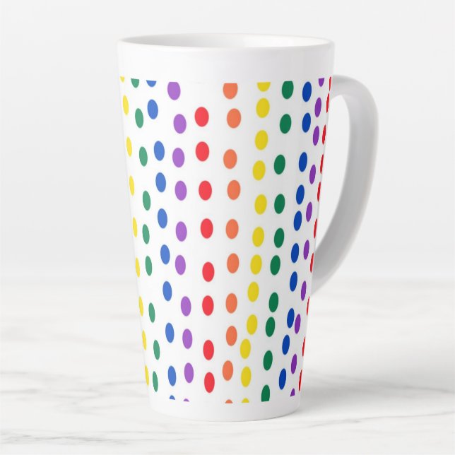 Caneca De Café Latte Pontos arenosos Arco-Íris em Branco (Ângulo direito)