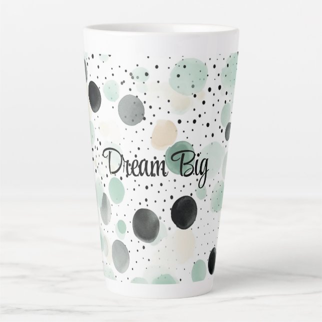 Caneca De Café Latte Pontos Pretos Creme Menta Caprichosos   (Frente)