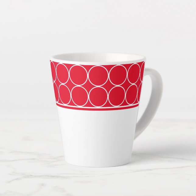Caneca De Café Latte Pontos Vermelhos e Brancos Lattes (Ângulo direito)