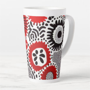 Caneca De Café Latte Pontos Vermelhos e Pretos
