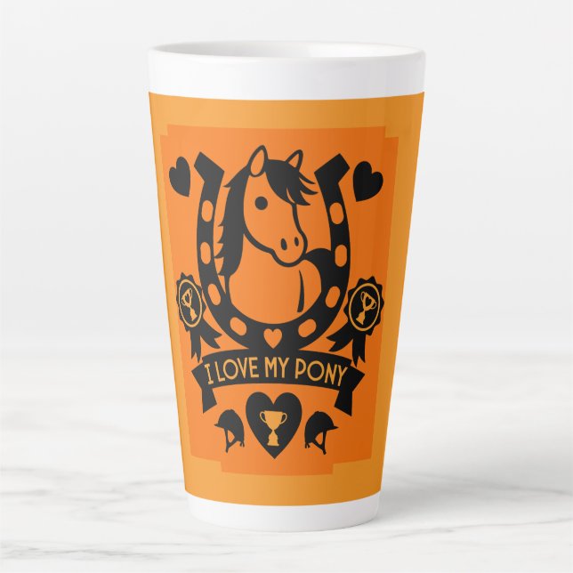 Caneca De Café Latte Pony Club Rider (Frente)