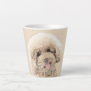 Caneca De Café Latte Poodle (Brinquedo, Miniatura) Pintura Original De 