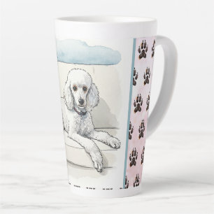 Caneca De Café Latte Poodle em um Fundo Impressão de Couch and Dog