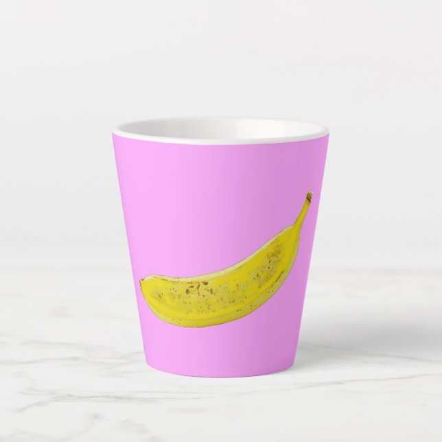 Caneca De Café Latte Pop Art Banana em amarelo (Frente)