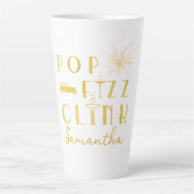 Pop Fizz Clink Tipografia Dourada Ano Novo Moderno